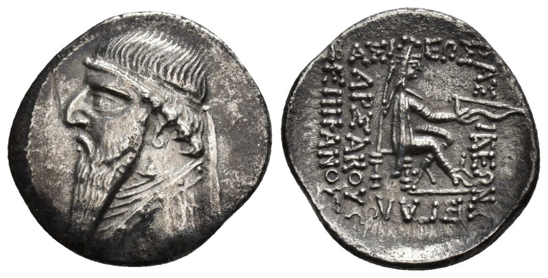 GRECIA ANTIGUA. PARTIA. Mitradates II. Dracma. AR 3,66 g. 21,1 mm. SEP-27. Rayit...