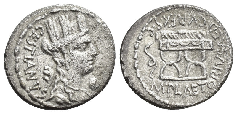 REPÚBLICA ROMANA. PLAETORIA. M. Plaetorius Cestianus. Denario. Roma (67 a.C.). A...