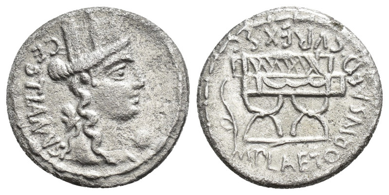 REPÚBLICA ROMANA. PLAETORIA. M. Plaetorius Cestianus. Denario. Roma (67 a.C.). A...