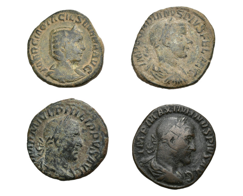 IMPERIO ROMANO. Lote de 4 sestercios: Filipo I, Maximino I, Otacilia Severa y Go...