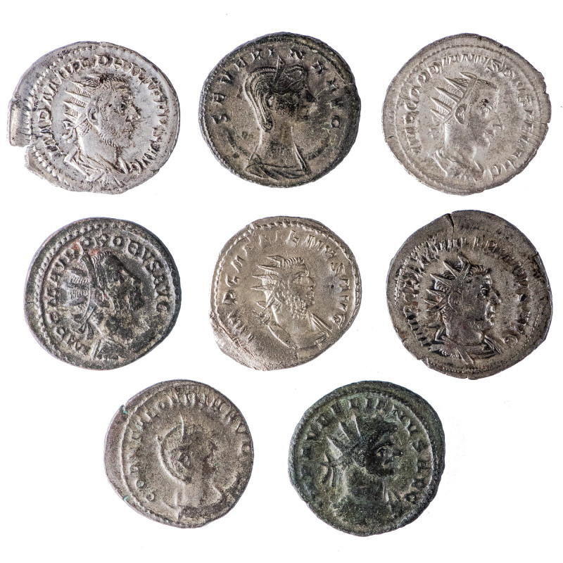 IMPERIO ROMANO. Lote de 8 antoninianos: Aureliano, Probo, Severina, Valeriano I,...