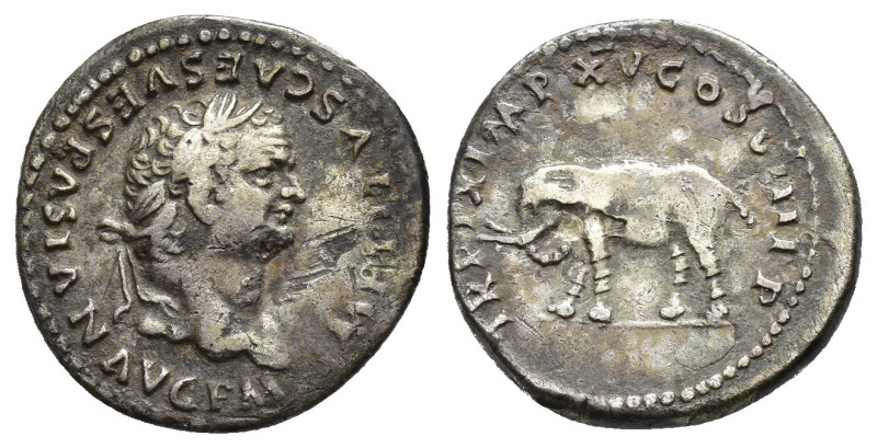 IMPERIO ROMANO. TITO. Denario. Roma (80 d.C.). A/ Cabeza laureada a der.; IMP TI...