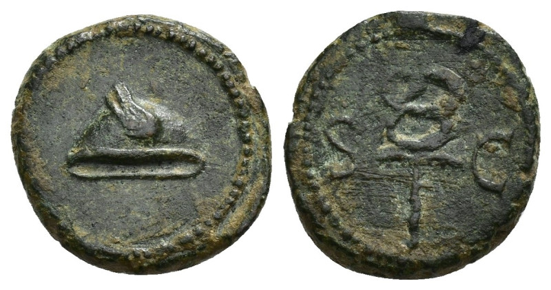 IMPERIO ROMANO. DOMICIANO. Cuadrante. Roma (81-161). A/ Pétaso. R/ Caduceo alado...