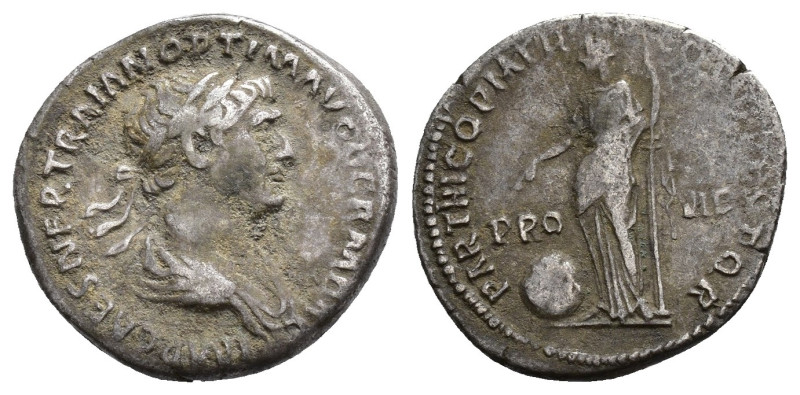 IMPERIO ROMANO. TRAJANO. Denario. Roma (114-117). A/ Busto laureado y drapeado a...