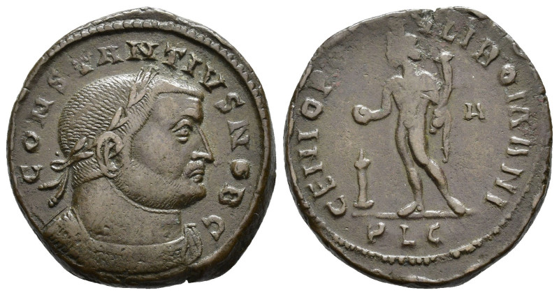 IMPERIO ROMANO. CONSTANCIO I. Follis. Lugdunum (301-303). A/ Cabeza laureada y a...