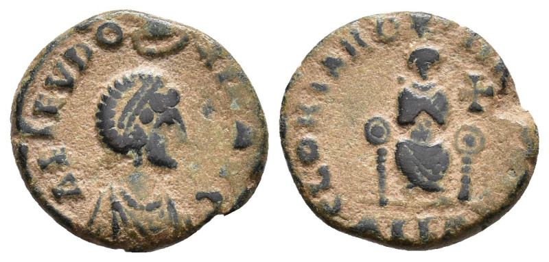 IMPERIO ROMANO. EUDOXIA. Follis. Alejandría (395-401). A/ Busto diademado, drape...