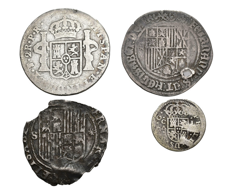 REYES CATÓLICOS. Lote de 4 monedas de plata: Reyes Católicos (2, 1 de ellos con ...