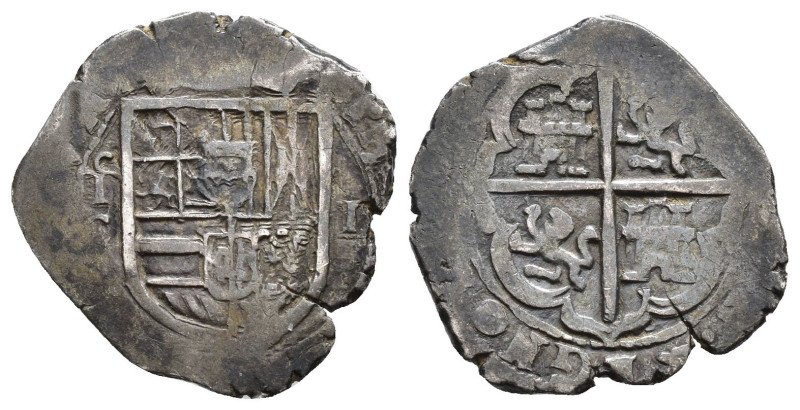 FELIPE II. 1 real. Toledo. Sin fecha visible. C. AR 3,47 g. 21,4 mm. AC-tipo 102...