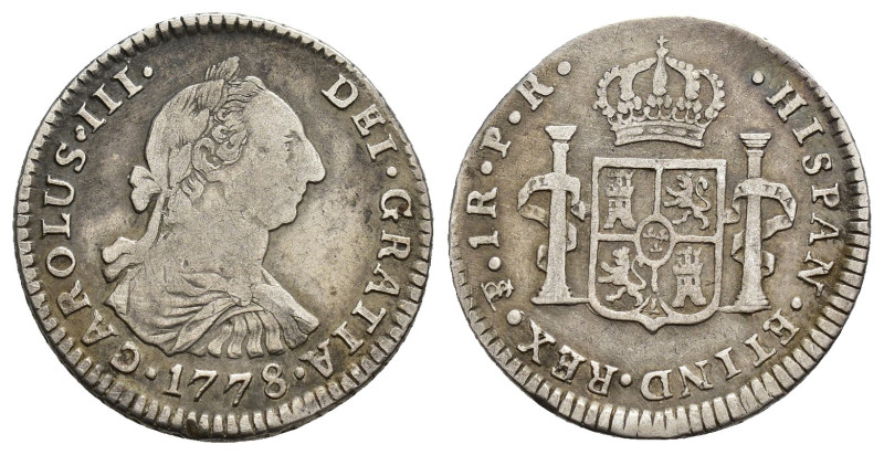 CARLOS III. Real. Potosí. 1778. PR. AR 3,25 g. 21,2 mm. VI-416. MBC-.