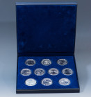 JUAN CARLOS I. Estuche con 10 monedas conmemorativas de 12 euros. Distintos años. RCM-FNMT. SC.