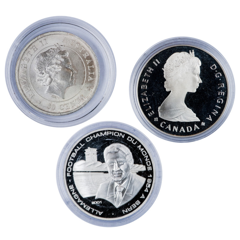 MONEDAS EXTRANJERAS. Lote de 3 monedas: Canadá ( 1 dólar 1985, 100 aniversario p...