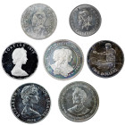 MONEDAS EXTRANJERAS. Lote de 7 monedas: Islas Cook (5 dólares, 1978); Polinesia Francesa (50 francos, 1967); Nuevas Hébridas (1966); Tokelau (1 dólar,...