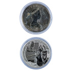 MONEDAS EXTRANJERAS. Lote de 2 monedas: 5 dólares de Canadá (1989) y 5 marcos Germania 2022. 1 onza de plata AR. SC.