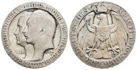 MONEDAS EXTRANJERAS. ALEMANIA-ESTADOS ALEMANES. PRUSIA. Federico Guillermo III. 3 marcos. 1910. AR 16,72 g. 33 mm. KM-50. EBC-.