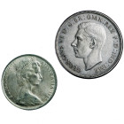MONEDAS EXTRANJERAS. AUSTRALIA. Lote de 65 monedas: 1 corona 1937; 50 centavos 1966; 1 florín (5) incluyendo 1921 y 1927; 1 shilling (12); 3 peniques ...