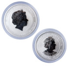 MONEDAS EXTRANJERAS. AUSTRALIA. Lote de 2 monedas de 50 cents. 2017, año del gallo y 2022, año del Tigre. Prueba.