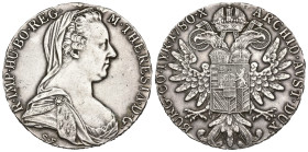 MONEDAS EXTRANJERAS. AUSTRIA. María Teresa. Tálero. 1780. Reacuñación oficial. AR 28,14 g. 39,8 mm. KM-1866.2. EBC.
