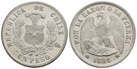 MONEDAS EXTRANJERAS. CHILE. Un peso. 1884. Santiago. AR 24,82 g. 37,2 mm. KM-142.1. EBC.