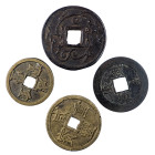 MONEDAS EXTRANJERAS. CHINA. Lote de 4 monedas: 10 cash, 20 cash (2) y 30 cash. MBC.
