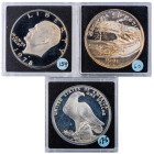 MONEDAS EXTRANJERAS. ESTADOS UNIDOS DE AMÉRICA. Lote de 3 piezas de 1 dólar: 1978, 1984 y 1991. En estuche. Prueba.