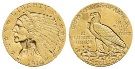 MONEDAS EXTRANJERAS. ESTADOS UNIDOS DE AMÉRICA. 2 1/2 dólares. 1910. AU 4,18 g. 17,75 mm. KM-128. MBC+.