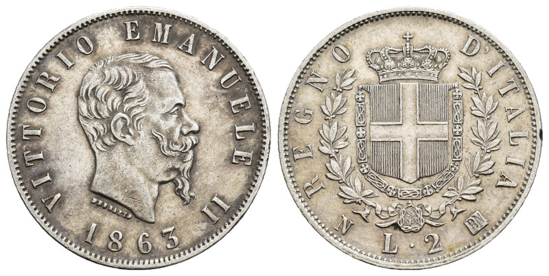 MONEDAS EXTRANJERAS. ITALIA-ESTADOS ITALIANOS. Víctor Manuel II. 2 liras. 1863. ...