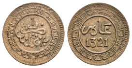 MONEDAS EXTRANJERAS. MARRUECOS. Abd al-Aziz. 1 mazuma. Inglaterra 1321 H. BR 0,9 g. 16 mm. Y-14.1. Erosiones. MBC.