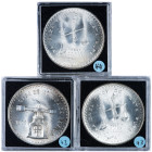 MONEDAS EXTRANJERAS. MÉXICO. Lote de 3 monedas de 1 onza AR: 1979 (2) y 1980. SC.