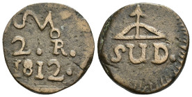MONEDAS EXTRANJERAS. MÉXICO. 2 reales. Morelos. 1812. AE 7,83 g. 23,9 mm. KM-266.1. MBC.