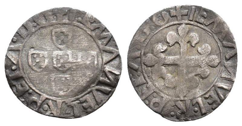 MONEDAS EXTRANJERAS. PORTUGAL. Manuel I. 1/2 vintén. Lisboa. AR 0.85 g. 16,3 mm....