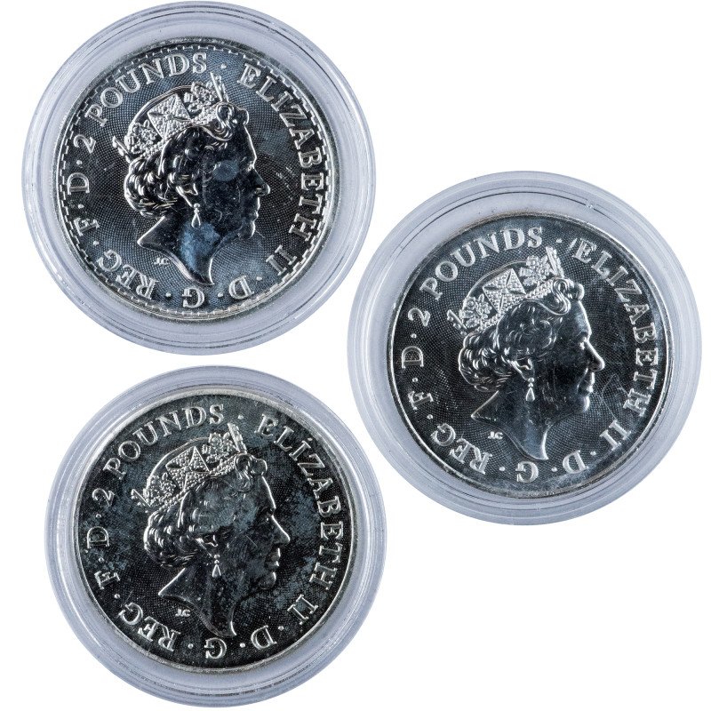 MONEDAS EXTRANJERAS. REINO UNIDO. Lote de 3 monedas conmemorativas de 2 libras: ...