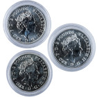 MONEDAS EXTRANJERAS. REINO UNIDO. Lote de 3 monedas conmemorativas de 2 libras: Britannia 2021, Little John 2022 y rey Arturo 2023. Prueba.