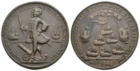 MONEDAS EXTRANJERAS. REINO UNIDO. Medalla. Almirante Vernon. Toma de Portobello. 1739. AE 14,59 g. 37,1 mm. MBC.