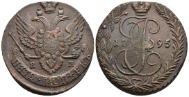 MONEDAS EXTRANJERAS. RUSIA. 5 kopeks. 1795. E-M. AE 52,44 g. 44 mm. C-59.3. MBC/MBC+.