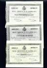BILLETES ESPAÑOLES. Lote de 3 billetes de Carlos VII, pretendiente, Real Empréstito de Guerra 1874: 300, 500 y 1000 reales. Plancha.