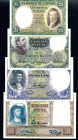 BILLETES ESPAÑOLES. Lote de 4 billetes 25 de abril 1931: 25 pts. ED-C 9; 50 pts. ED-C 10; 100 pts. ED-C 11 y 500 pts. ED-C 12. El de 500 SC, los demás...