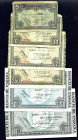 BILLETES ESPAÑOLES. Lote de 5 billetes. Banco de España en Bilbao, 1 de enero 1937: 5, 10, 25 (2), 50 y 100. ED C-36d, 38a, 39 a, 40B y 41b. De BC a E...
