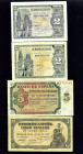 BILLETES ESPAÑOLES. Lote de 4 billetes: Banco de España en Burgos. 2 pts. 12 de octubre 1937, ED-D 27; 2 pts. 10 de abril 1938 ED D-30a; 5 pts. 18 de ...