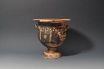 ARQUEOLOGÍA. GRECIA ANTIGUA. Egnatia. Crátera de campana (ss. IV-III a.C.). Cerámica. Altura 22,5 cm. Diámetro 22 cm. Adjunta certificado de termolumi...