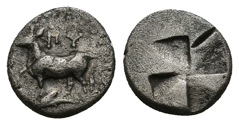 THRACE. Byzantion. (Circa 340-320 BC). 1/4 Siglos.
1.17 Gr. 10.6 mm . VF.