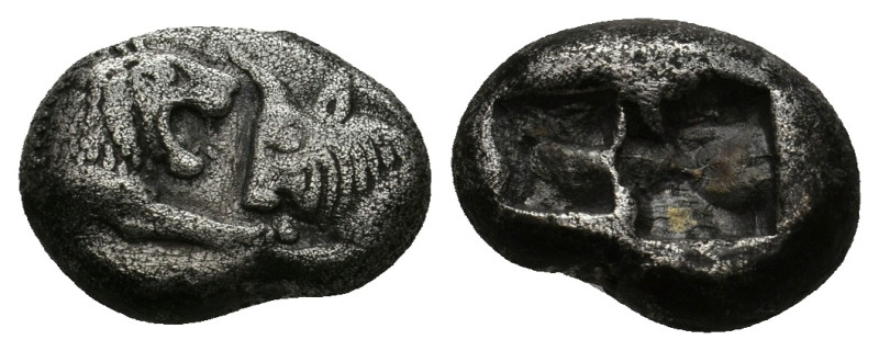 KINGS OF LYDIA. Kroisos (Circa 560-546 BC). 1/3 Siglos.
3.41 Gr. 13.8 mm.