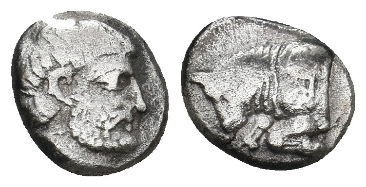 SATRAPS OF CARIA. Hekatomnos (Circa 395-353 BC). Diobol.
1.37 Gr. 10.5 mm.