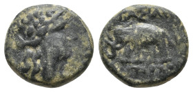 SELEUKID KINGS OF SYRIA. Antiochos III ‘the Great’ (222-187 BC). Ae.
2.72 Gr. 13.7 mm.