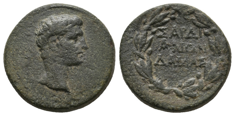 LYDIA. Sardes. Augustus. 27- 14 . Ae.
7.54 Gr. 21 mm.