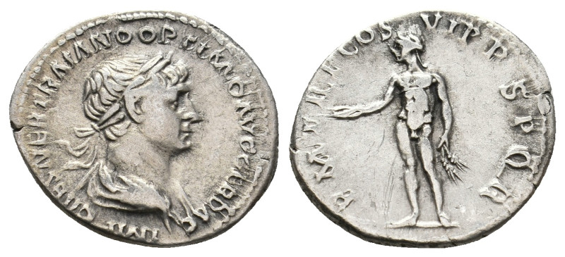 TRAJAN (98-117). Denarius. Rome.
3.05 Gr. 19.4 mm.