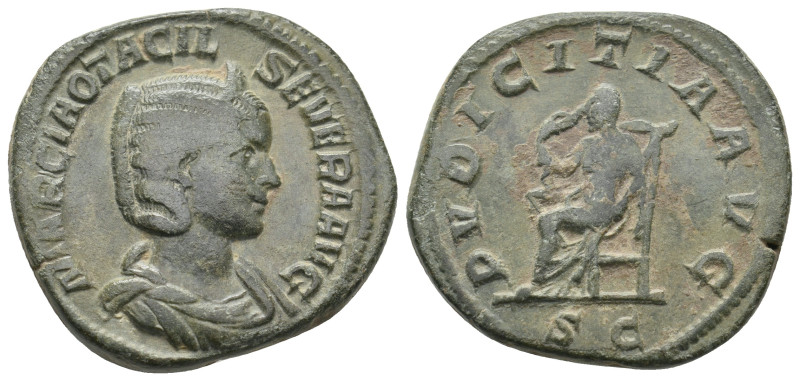 OTACILIA SEVERA (Augusta, 244-249). Sestertius. Rome.
19.03 Gr. 31.2 mm.