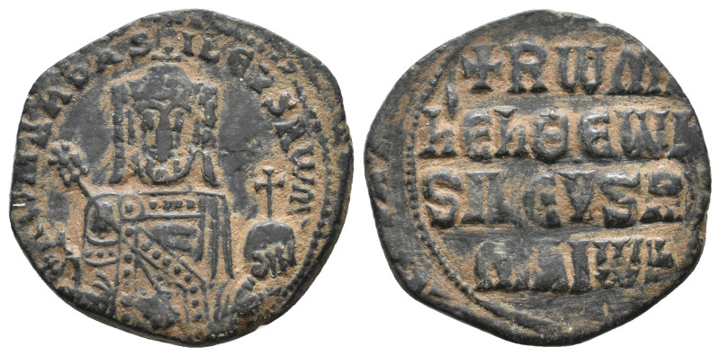 CONSTANTINE VII PORPHYROGENITUS with ROMANUS I (913-959). Follis. Constantinople...