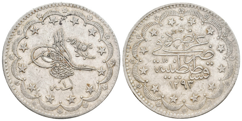 OTTOMAN EMPIRE. Abdülhamid II (AH 1293-1327 / 1876-1909 AD). 20 Kurush or Mecidi...