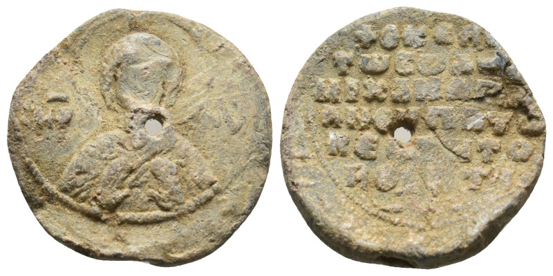 BYZANTINE LEAD SEAL.
9.44 Gr. 25 mm.