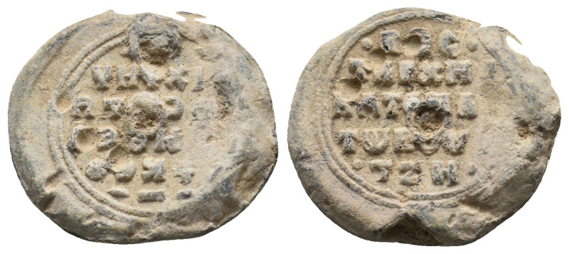 BYZANTINE LEAD SEAL.
10.16 Gr. 22.6 mm.